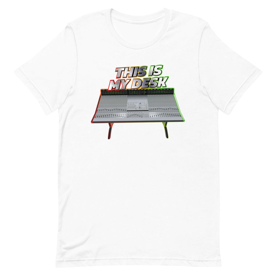 Solid State Logic® Inspired Design | Mixing Console | SSL "This Is My Desk" Glow Edition Unisex T-Shirt (XS-5XL) - Tedeschi Studio, LLC.