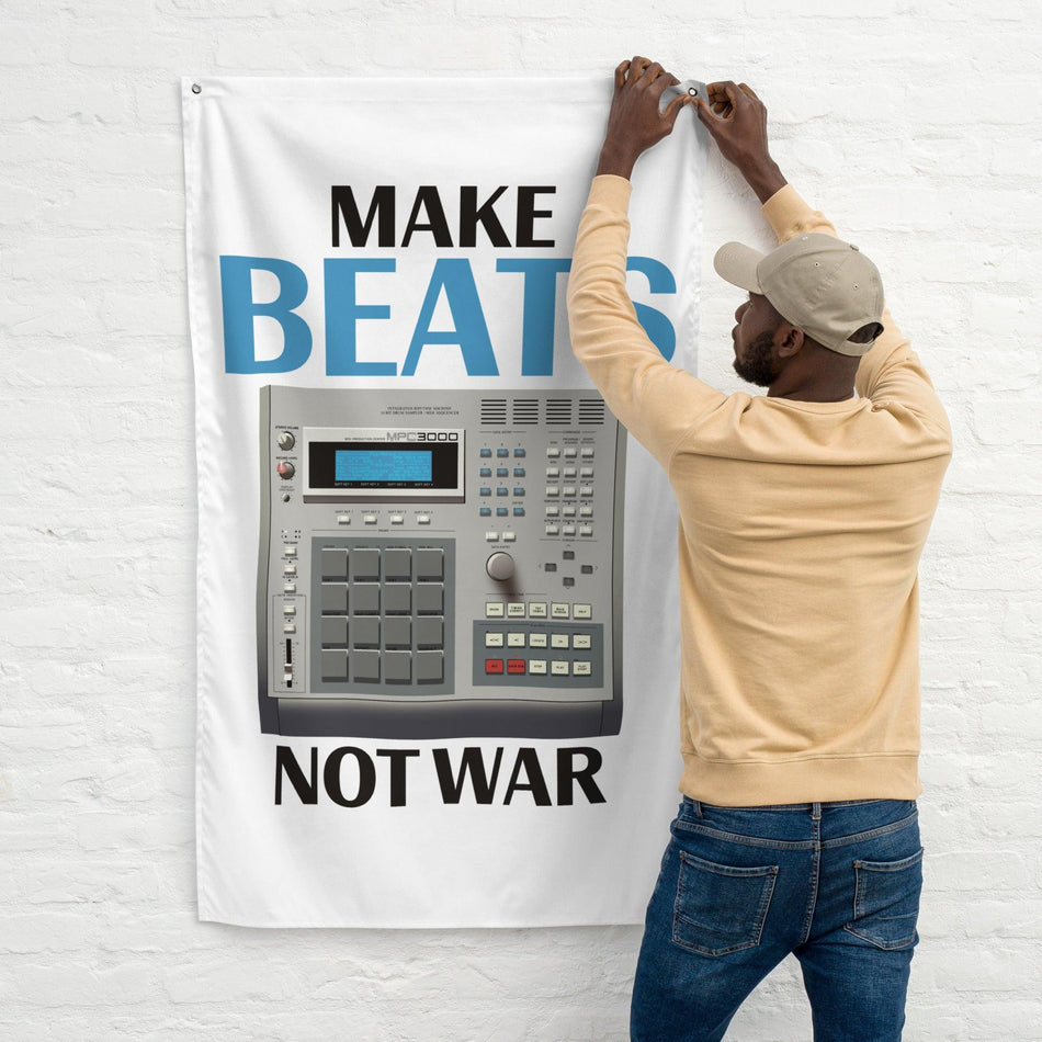 Akai MPC3000 Artist Rendition Drum Machine "Make Beats Not War" Flag (Vertical) - Tedeschi Studio, LLC.