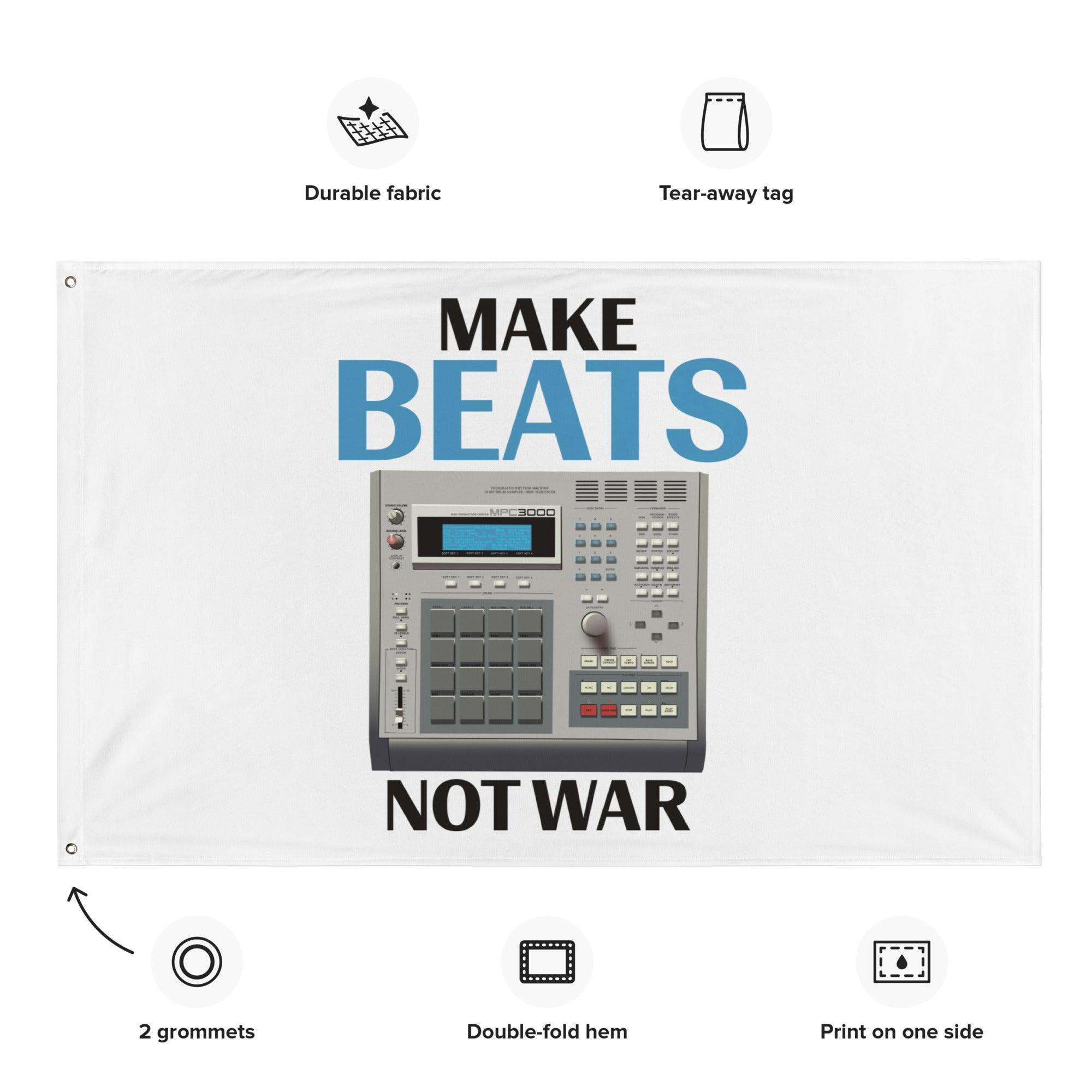 Akai MPC3000 Artist Rendition Drum Machine "Make Beats Not War" Flag (Horizontal) - Tedeschi Studio, LLC.