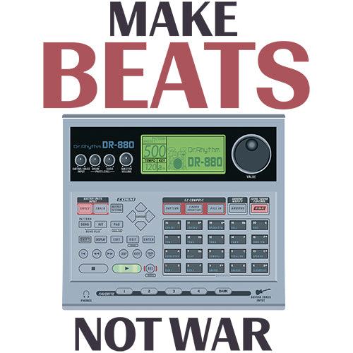Boss® Dr. Rhythm D-R880 Inspired Design | Vintage Drum Machine | DR880 "Make Beats Not War" Throw Pillow - Tedeschi Studio, LLC.