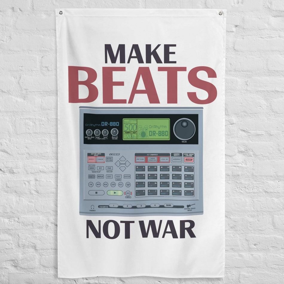 Boss Dr. Rhythm DR-880 Drum Machine Artist Rendition "Make Beats Not War Flag" (Vertical) - Tedeschi Studio, LLC.