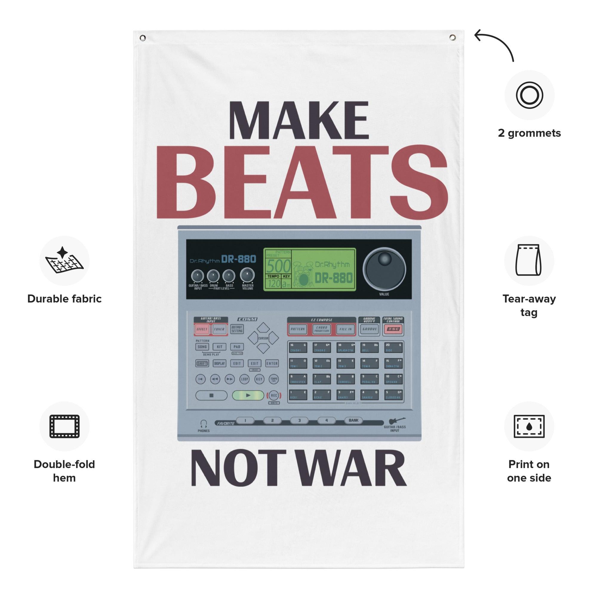 Boss Dr. Rhythm DR-880 Drum Machine Artist Rendition "Make Beats Not War Flag" (Vertical) - Tedeschi Studio, LLC.