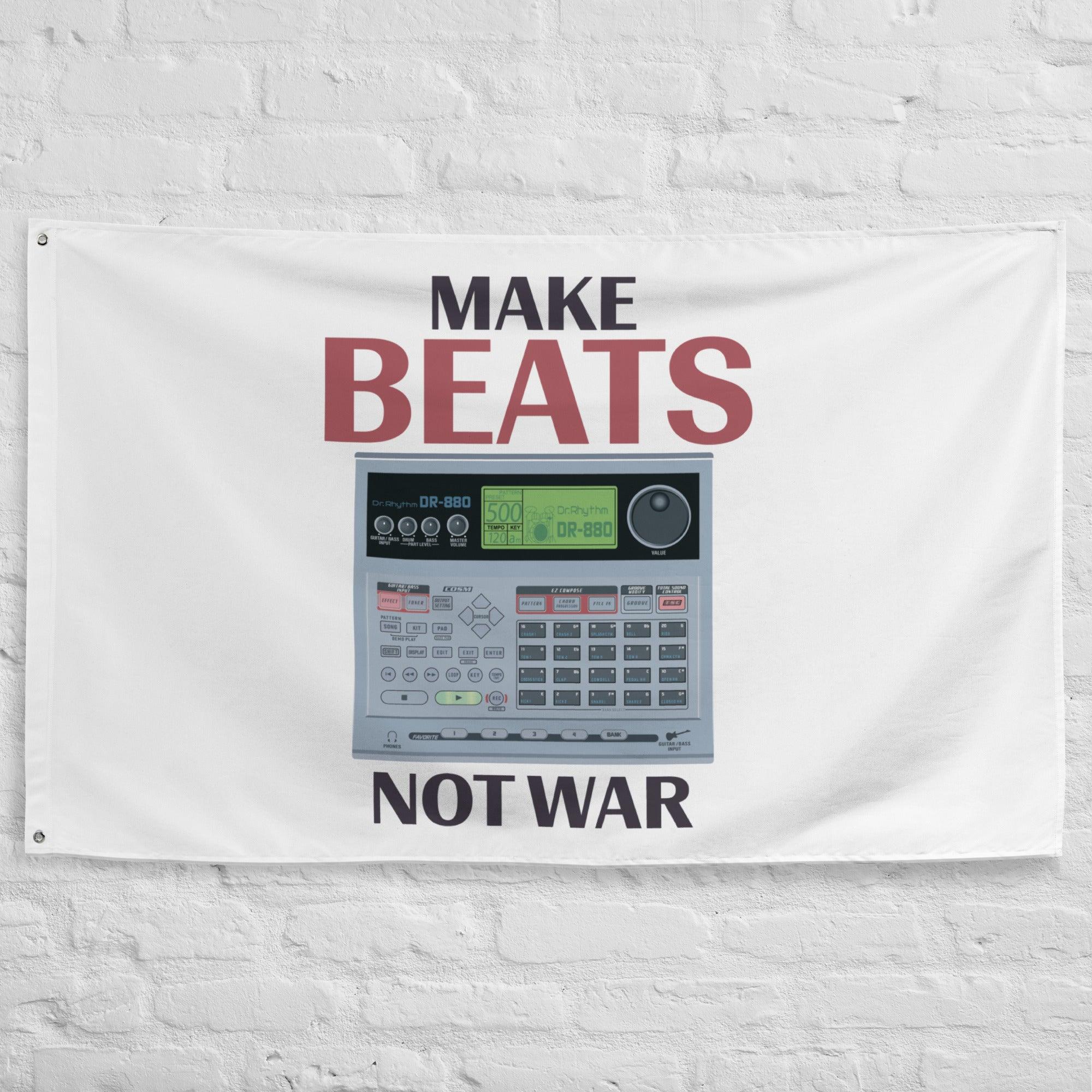 Boss Dr. Rhythm DR-880 Drum Machine Artist Rendition "Make Beats Not War Flag" (Horizontal) - Tedeschi Studio, LLC.