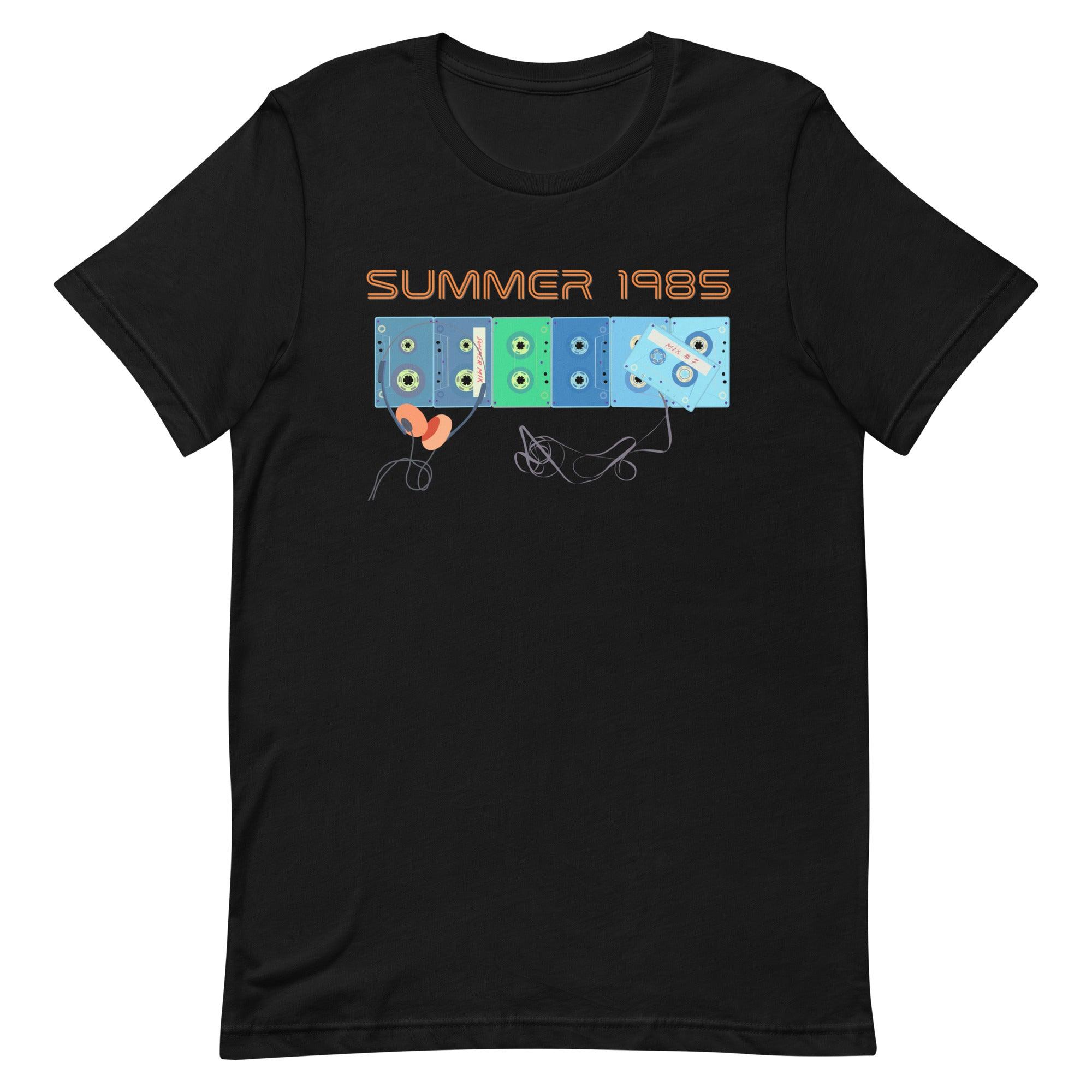 Cassette Tapes | Headphones | Retro | Summer 1985 Retro Unisex T-Shirt (XS-5XL) - Tedeschi Studio, LLC.