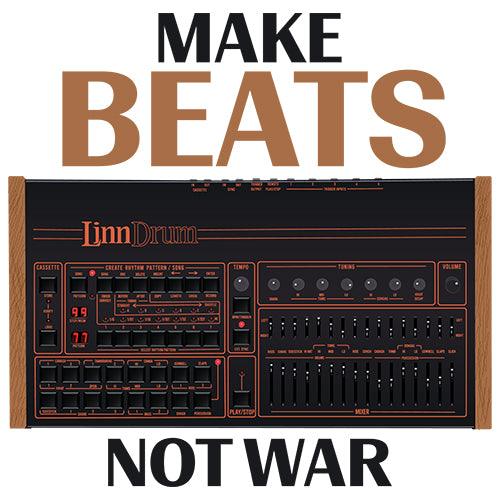 LinnDrum® LM2 Inspired Design | Vintage Drum Machine | LM2 "Make Beats Not War" Throw Pillow - Tedeschi Studio, LLC.