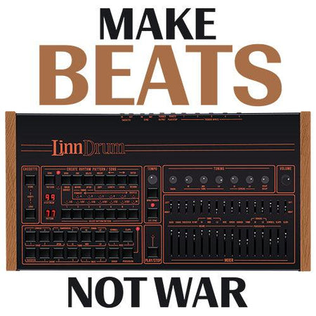 LinnDrum® LM2 Inspired Design | Vintage Drum Machine | "Make Beats Not War" Flag (56"x34.5" Horizontal) - Tedeschi Studio, LLC.