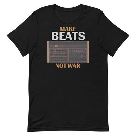 LinnDrum® LM2 Inspired Design | Vintage Drum Machine | "Make Beats Not War" Unisex T-Shirt (XS-5XL) - Tedeschi Studio, LLC.