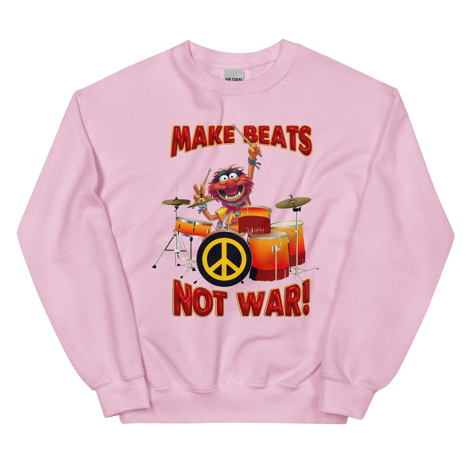 Muppet® Animal Inspired Design | Animal Drums "Make Beats Not War" Unisex Sweatshirt (S-5XL) - Tedeschi Studio, LLC.