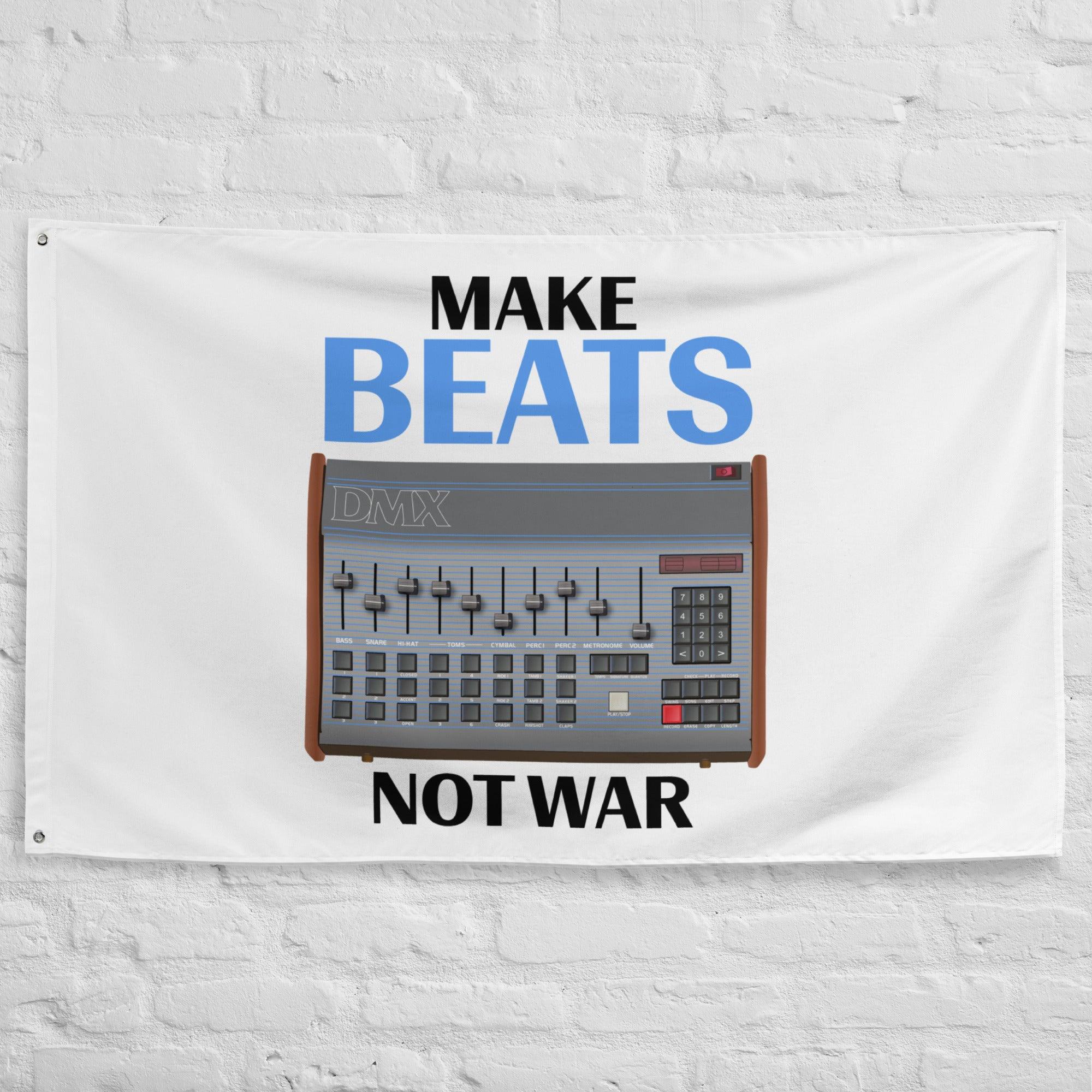 Oberheim DMX Drum Machine Artist Rendition "Make Beats Not War" Flag (Horizontal) - Tedeschi Studio, LLC.