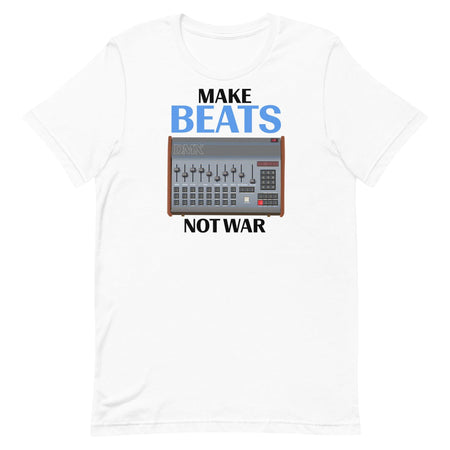 Oberheim® DMX Inspired Design | Vintage Drum Machine | "Make Beats Not War" Unisex T-Shirt (XS-5XL) - Tedeschi Studio, LLC.