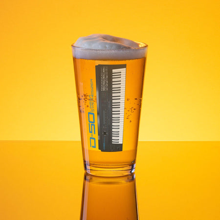 Roland® D50 Vintage Keyboard Artist Rendition Shaker Pint Glass (16 oz.) - Tedeschi Studio, LLC.