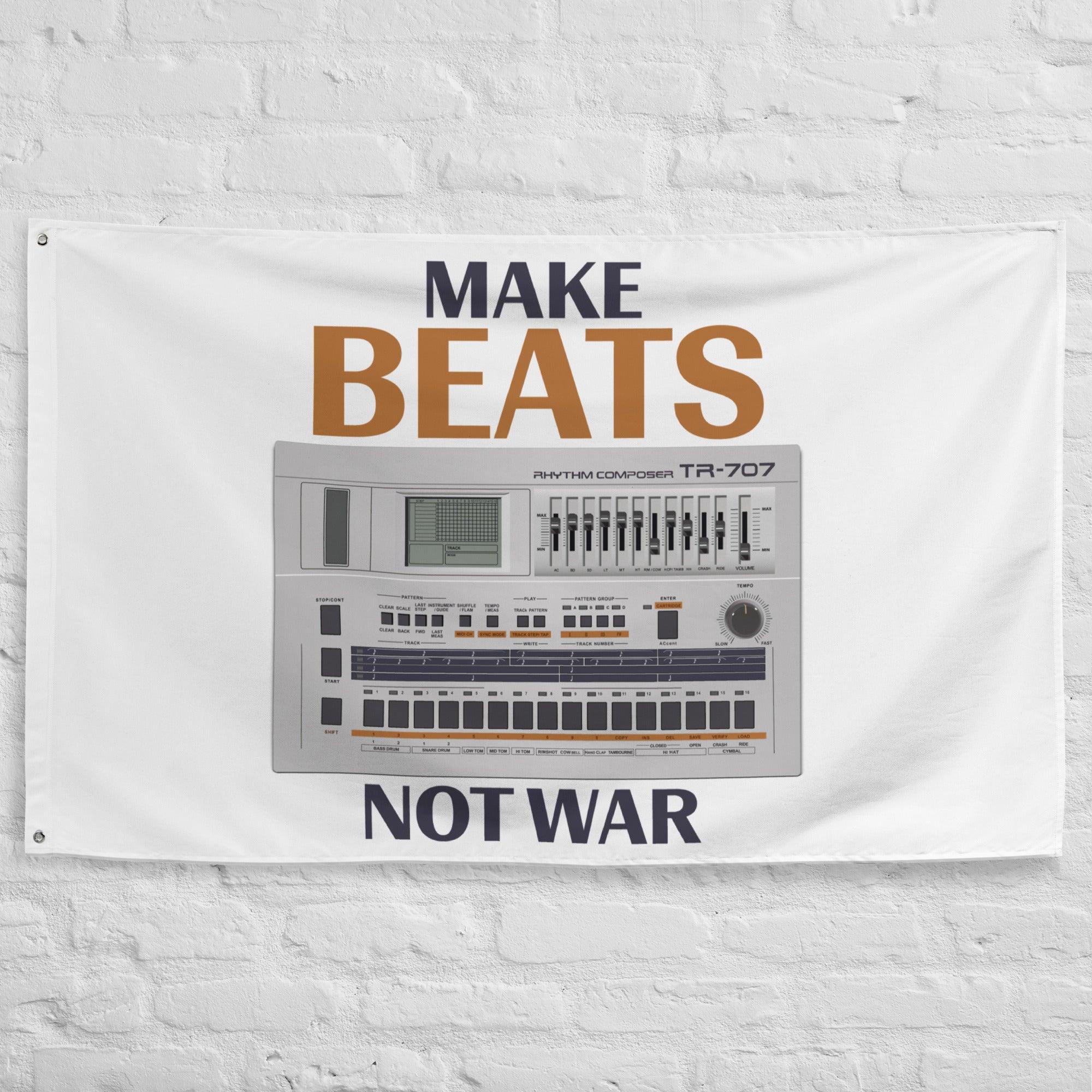 Roland TR-707 Rhythm Composer Artist Rendition | Drum Machine | Make Beats Not Bombs Flag (Horizontal) - Tedeschi Studio, LLC.