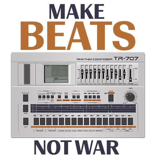 Roland® TR-707 Inspired Design | Vintage Drum Machine | "Make Beats Not War" Flag (56"x34.5" Horizontal) - Tedeschi Studio, LLC.