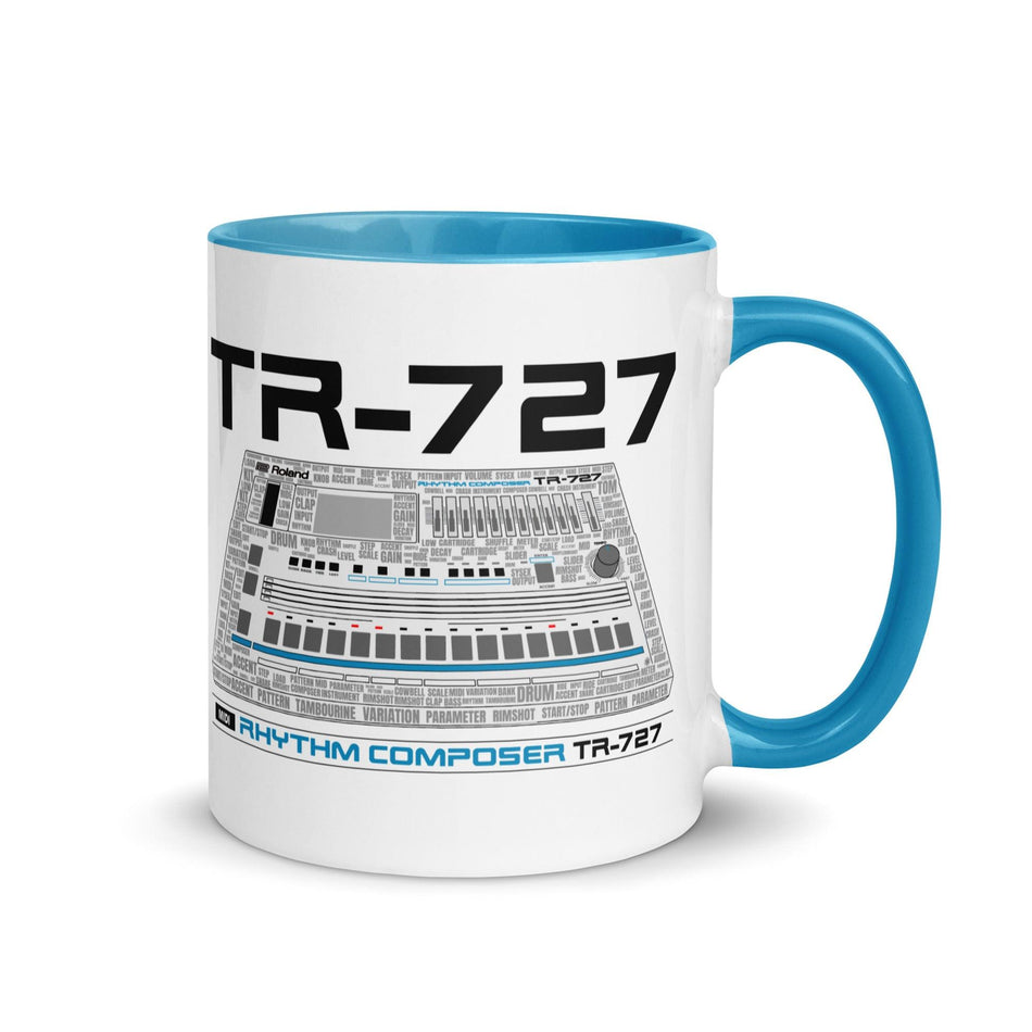 Roland® TR-727 Inspired Design | Vintage Drum Machine | TR707 Mug w/ Color Inside (11oz.-15oz.) - Tedeschi Studio, LLC.