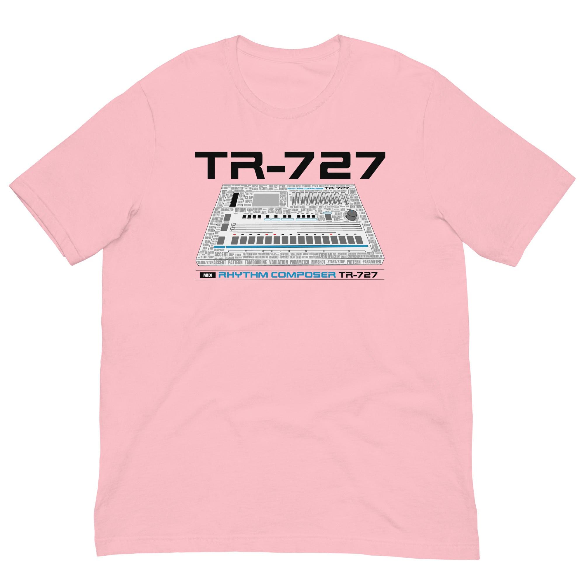 Roland® TR-727 Inspired Design | Vintage Drum Machine | TR727 Word Cloud Unisex T-Shirt (XS-5XL) - Tedeschi Studio, LLC.
