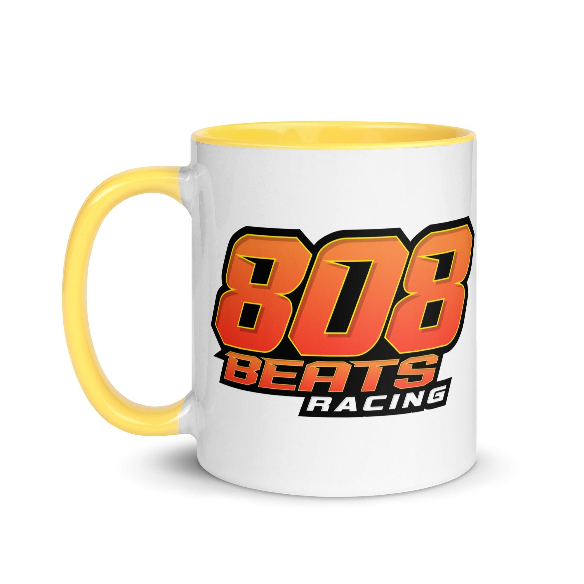 Roland® TR-808 Inspired Design | Vintage Drum Machine | 808 Beats Racing Logo Mug w/Color Inside (11oz.-15oz.) - Tedeschi Studio, LLC.