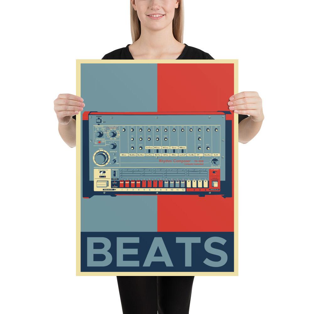 Roland TR-808 Rhythm Composer Artist Rendition Obama Hope Style "Beats" Poster [Vertical] - Tedeschi Studio, LLC.