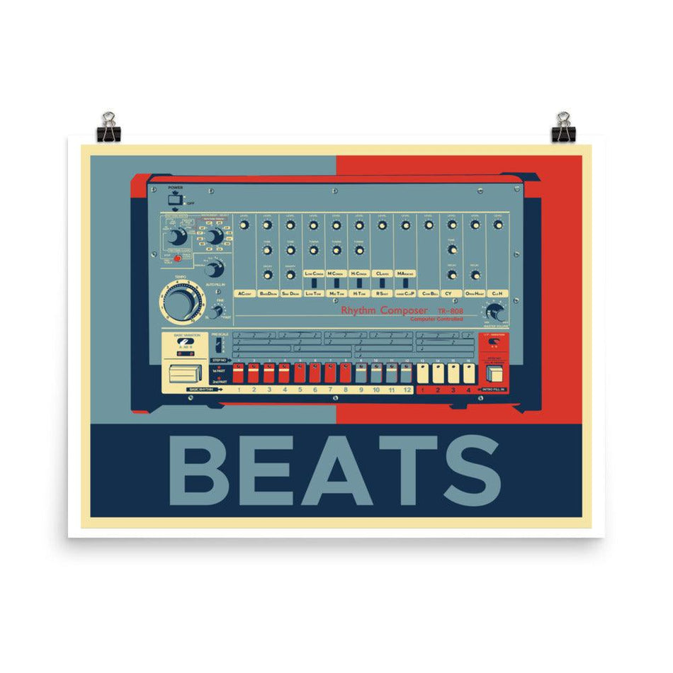 Roland TR-808 Rhythm Composer Artist Rendition Obama Hope Style "Beats" Poster [Horizontal] - Tedeschi Studio, LLC.