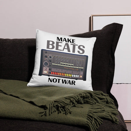 Roland TR-808 Rhythm Composer Artist Rendition | Drum Machine | Make Beats Not War Pillow - Tedeschi Studio, LLC.