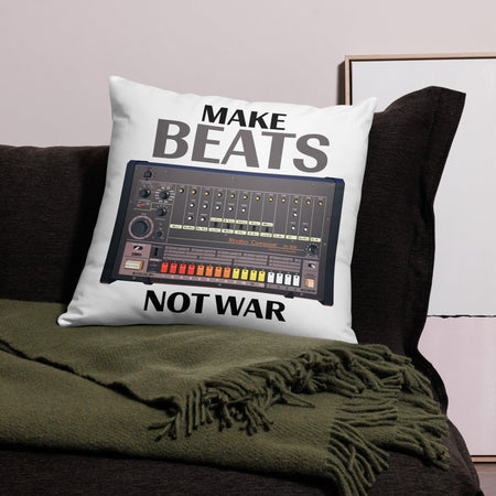 Roland TR-808 Rhythm Composer Artist Rendition | Drum Machine | Make Beats Not War Pillow - Tedeschi Studio, LLC.