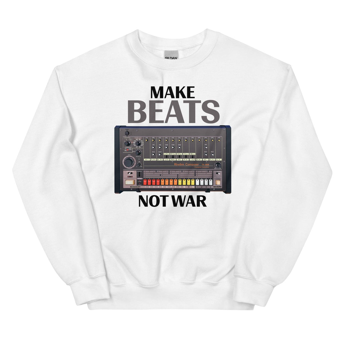 Roland® TR-808 Inspired Design | Vintage Drum Machine | TR808 "Make Beats Not War" Unisex Sweatshirt (S-5XL) - Tedeschi Studio, LLC.