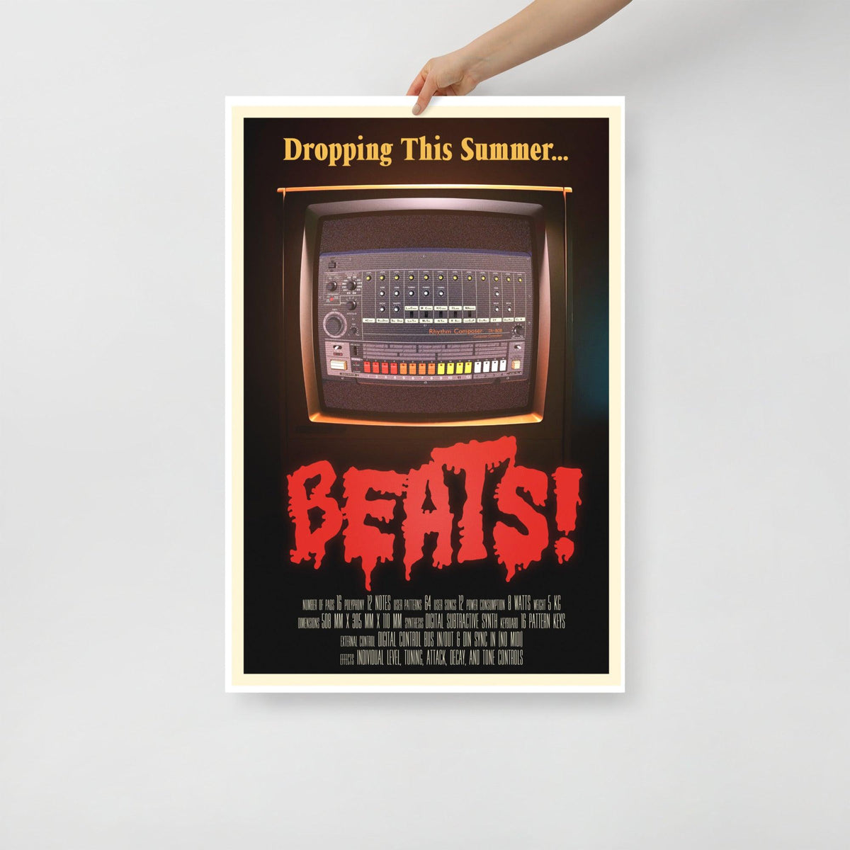 Roland® TR-808 Rhythm Composer Artist Rendition | Drum Machine | Horror Movie Poster (24"x36") - Tedeschi Studio, LLC.