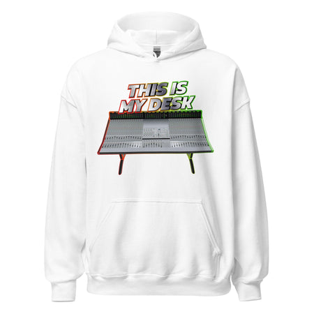 Solid State Logic® Inspired Design | Mixing Console | SSL "This Is My Desk" Glow Edition Unisex Hoodie (S-5XL) - Tedeschi Studio, LLC.