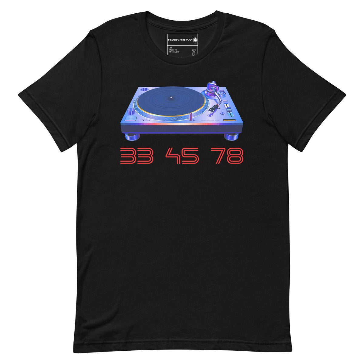 Technic Turntable Artist Rendition "33 45 78" Unisex T-Shirt - Tedeschi Studio, LLC.