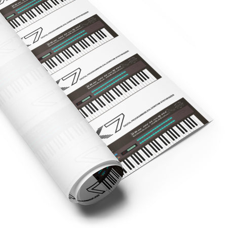 Yamaha® DX-7 Inspired Design | Vintage Keyboard | DX7 Wrapping Paper Sheets (3 rolls) - Tedeschi Studio, LLC.