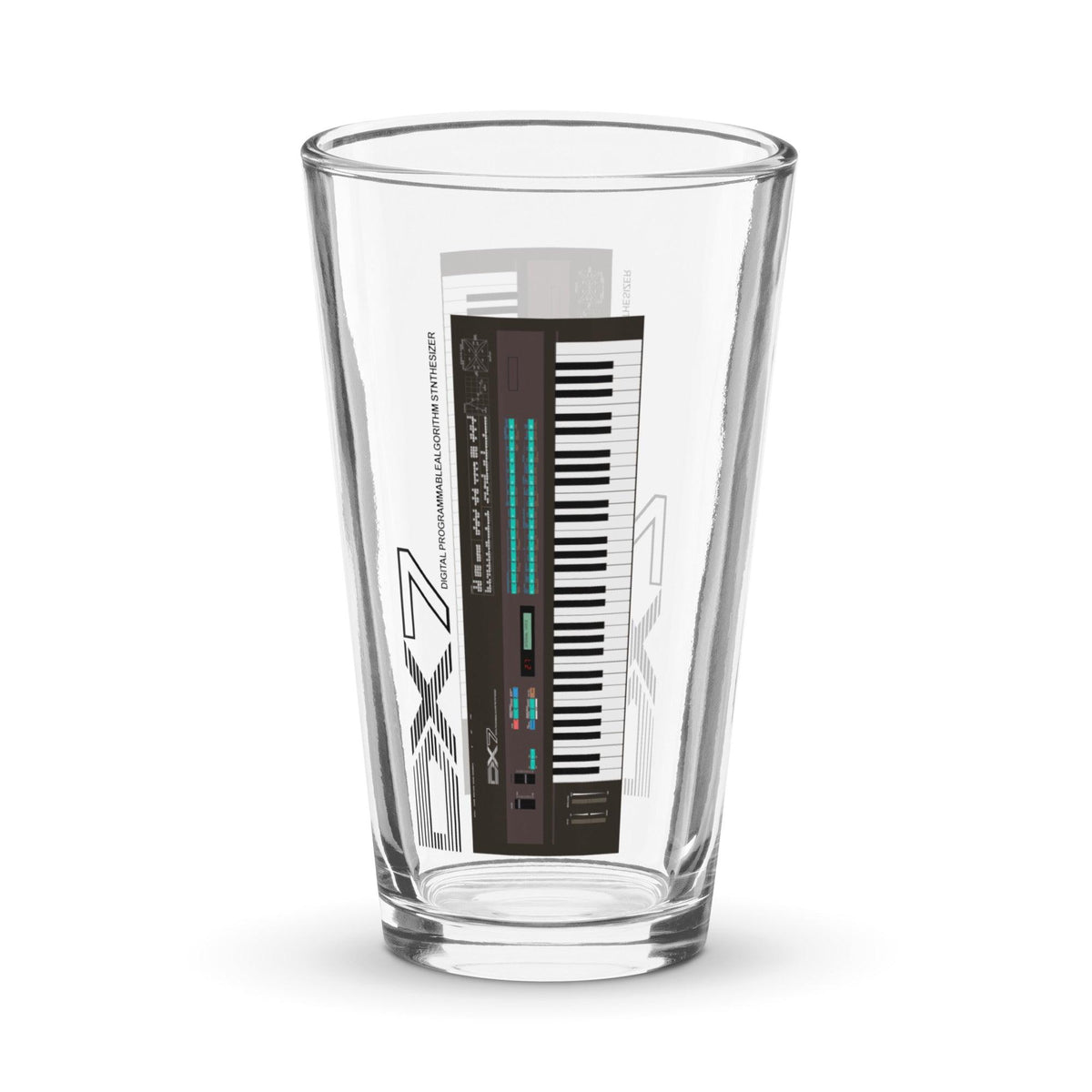 Yamaha DX7 Keyboard Artist Rendition Shaker Pint Glass (16 oz.) - Tedeschi Studio, LLC.