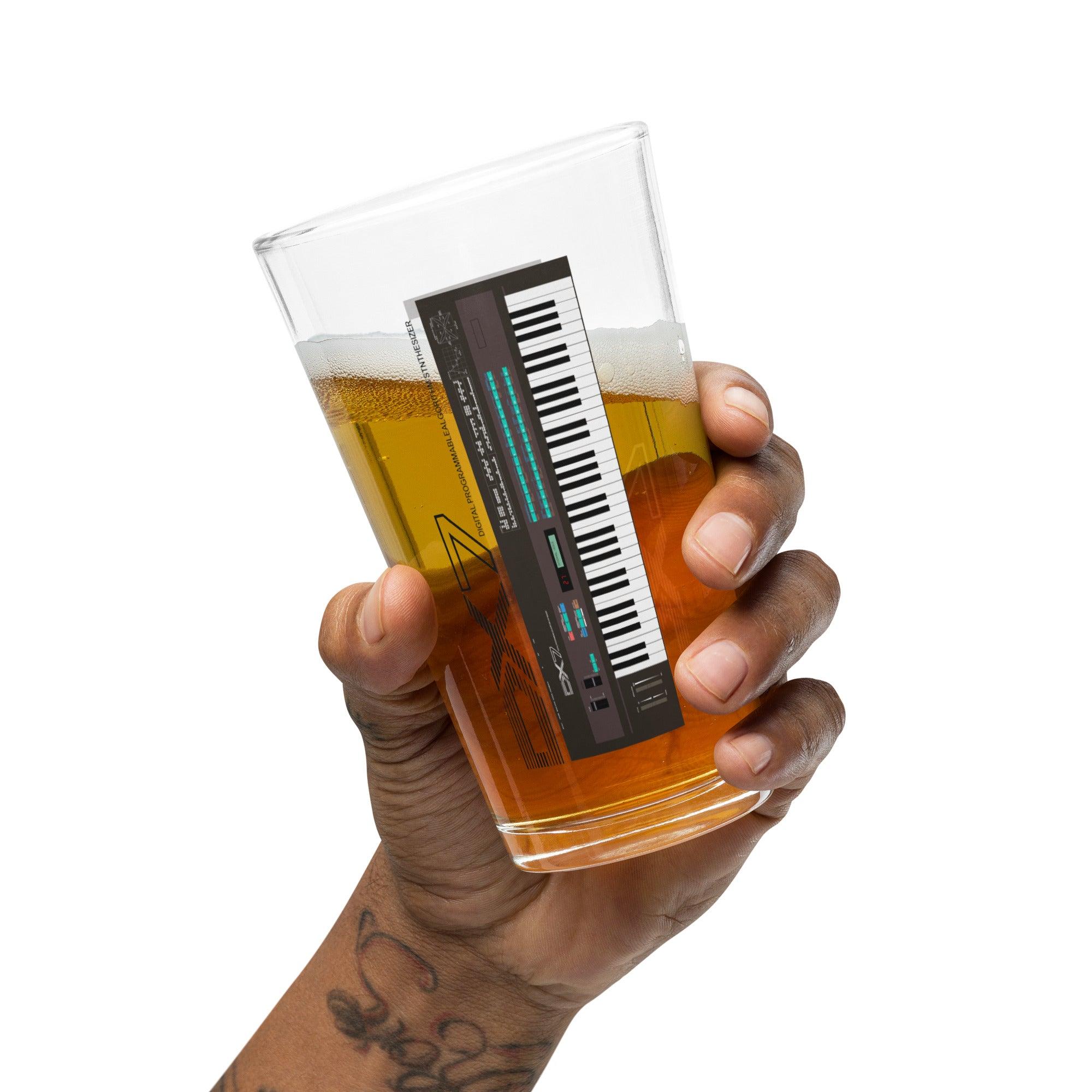 Yamaha DX7 Keyboard Artist Rendition Shaker Pint Glass (16 oz.) - Tedeschi Studio, LLC.